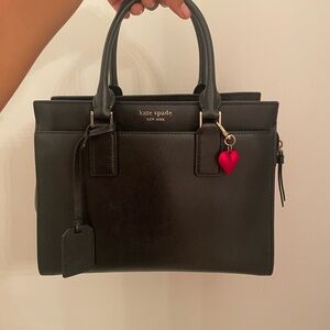 Kate spade cameron medium leather satchel black w/strap